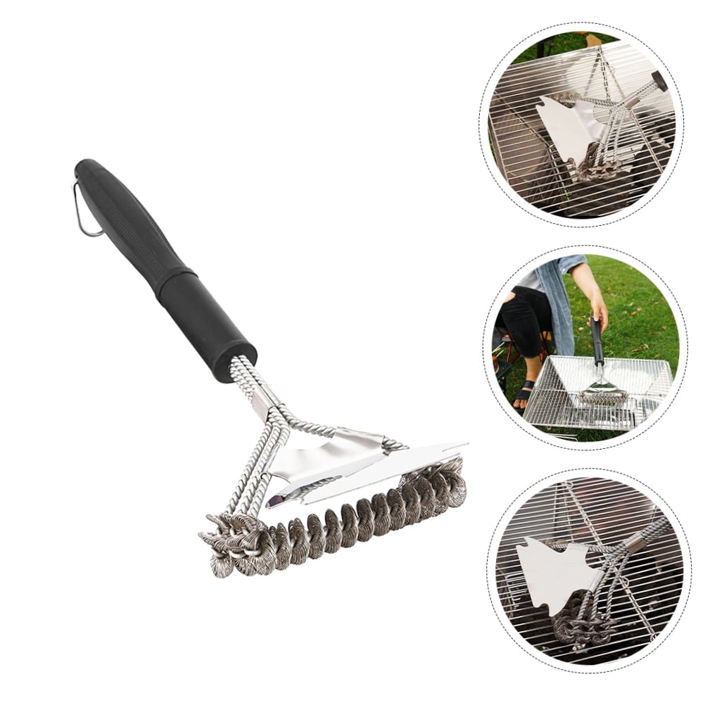 Pretyzoom Outdoor BBQ Brush Barbecue Cleaning Brush Galvanized Wire Assorted Color 1Set