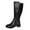 Black, variant on Rokment Black Knee High Motorcycle Riding Boots for Women Winter Fall Leather Chunky Mid Heel Wide Calf Work Tall Boots Black Size 6.5