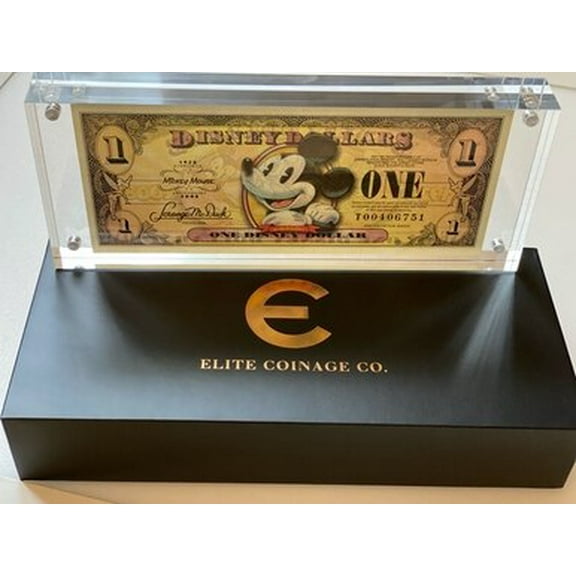 2008 $1 Disney Dollar Mickey Mouse Collectible in a Display Holder