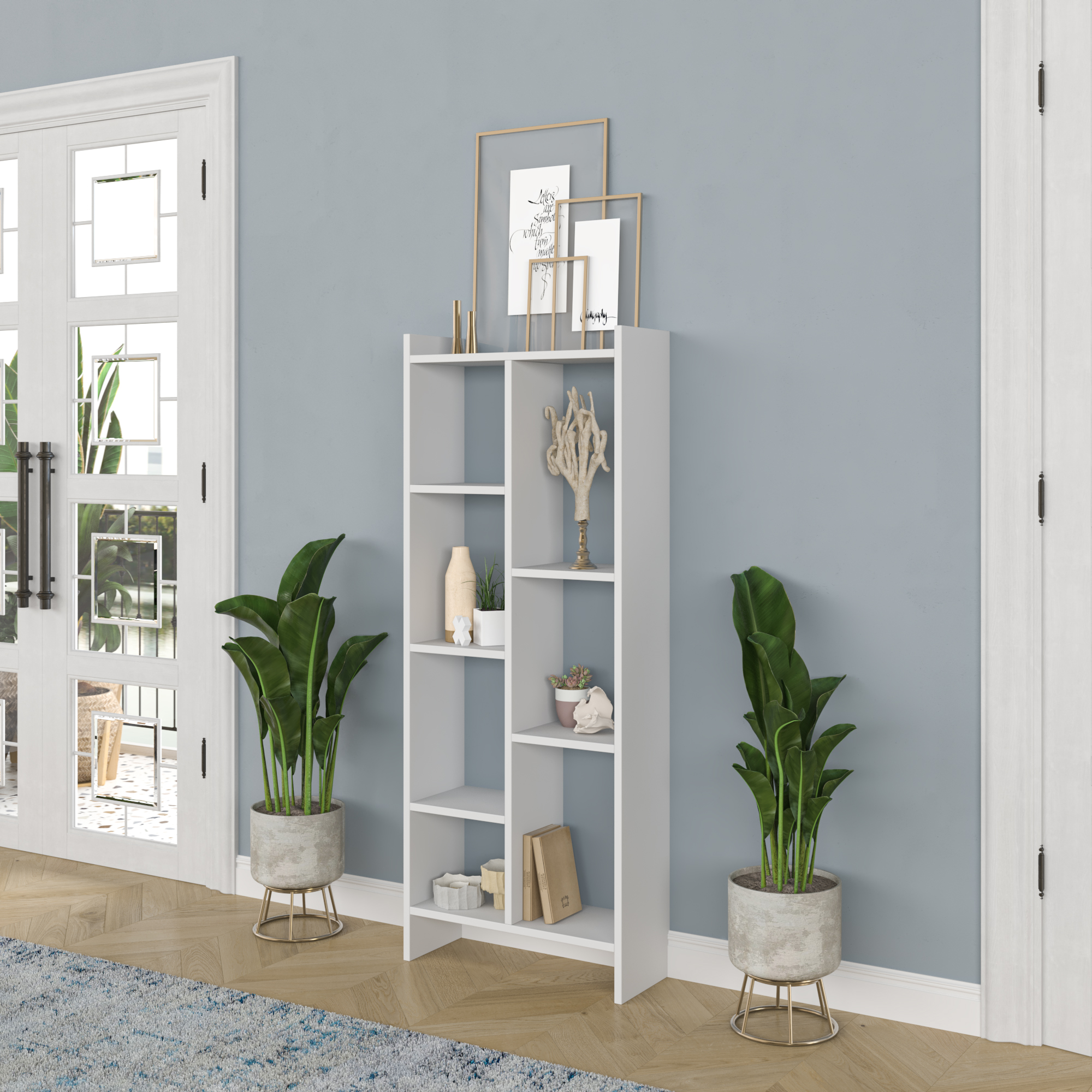 Ada Home Decor Eden 4 Tier Open Shelf Modern Bookcase, White
