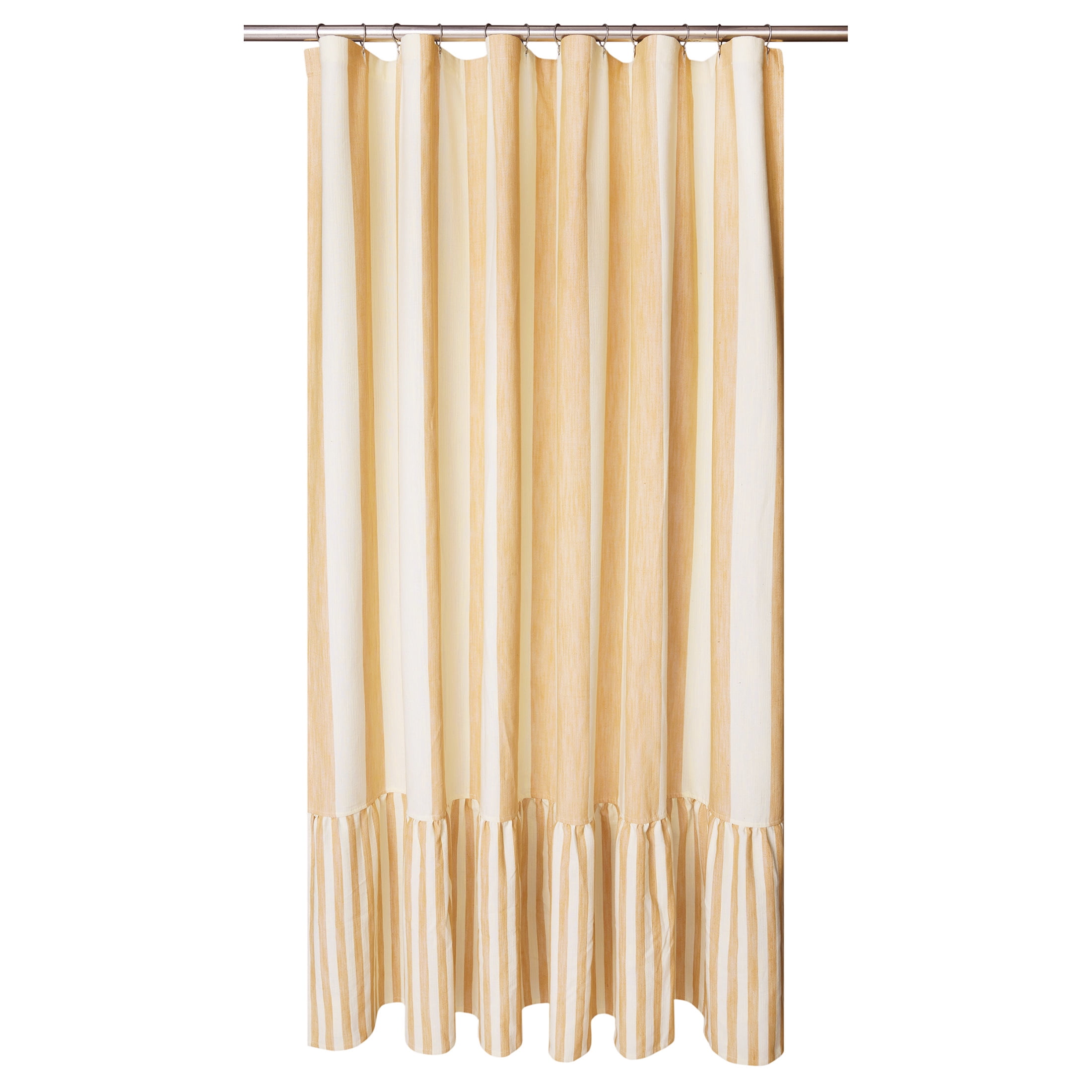 Beautiful Amber Yellow Mix & Match Stripe Shower Curtain by Drew Barrymore, Cotton & Polyester, 72" x 72"