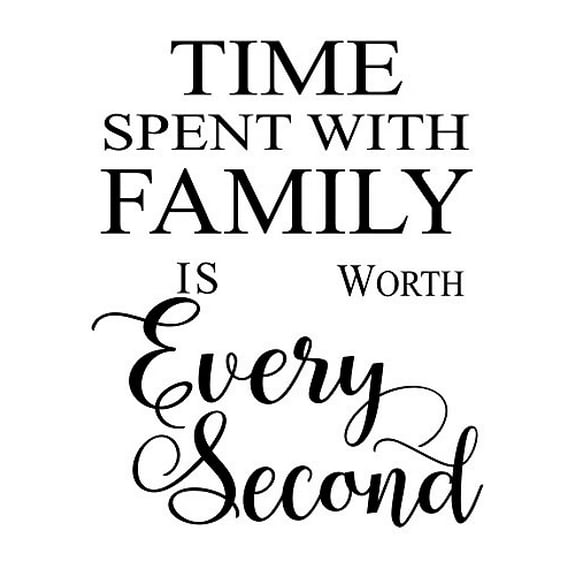 Time Spent With Family Worth Every Second Wall Letters For Clock Arrangement Vinyl Sticker Decals, 23 x 28.5 , Black