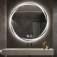 thumbnail image 3 of 20 Inch Round LED Bathroom Mirror with Lights, Anti-Fog & Dimmable, Wall-Mounted Vanity Mirror, Memory Function, Tempered Shatter-Proof Glass, Plug-in / Hardwired, Modern Bathroom Decor, 3 of 10