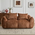 thumbnail image 2 of Miniyam Oversized Faux Fur Bean Bag Sofa Couch with Pillows, Fluffy Foam-Filled 2-Seater Loveseat Lounge Chair, 600 lbs Capacity, Brown, 2 of 7