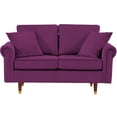 thumbnail image 4 of Modern Loveseat Sofa with 2 Pillows, Velvet Upholstered Love Seats Couch for Small Living Room, Bedroom, Apartment, Easy-Assembly, Purple, 4 of 8