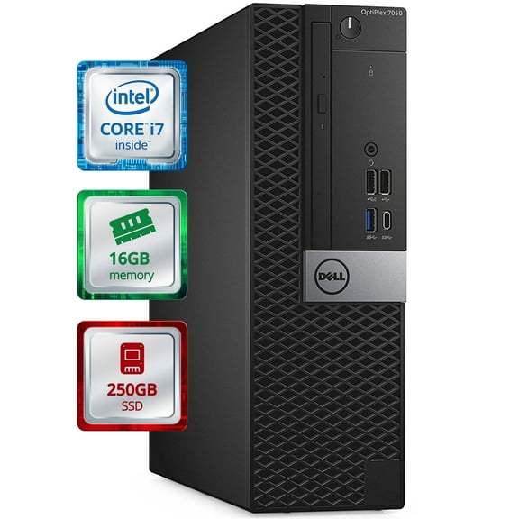Restored Dell OptiPlex 7050 Small Desktop Computer (SFF) Quad Core Intel i7 (4.2GHz Turbo) 16GB DDR4 RAM 250GB SSD Solid State WiFi-5G Bluetooth Windows 10 Pro (Refurbished)