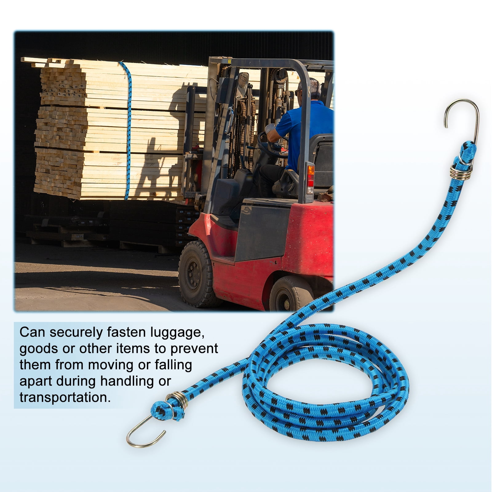 Uxcell 3/8" x 3.3ft Marine Grade Bungee Cord with Hooks, 4Pcs Rubber Heavy Duty Outdoor Elastic Straps Kayak Stretch String Rope for Securing Luggage Moving Cargo, Blue