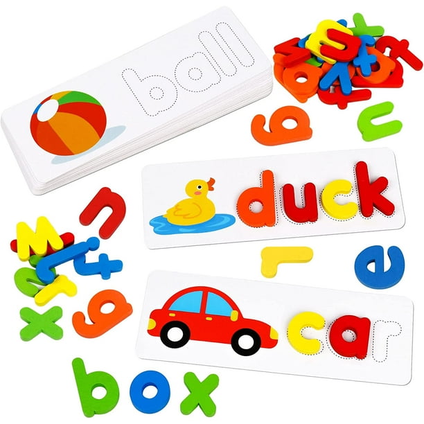 Alphabet Learning Toys Read Spelling Matching Letter Games Wooden Sight ...