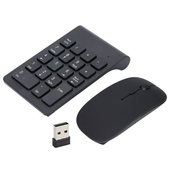 Wire Less Numeric Keypad And Mouse Combo, 2.4G Rechargeable 18 Keys Number Pad And 1200 DPI Mouse Set With Receiver, For Laptop Notebook Desktop PC Computer, Compatible With