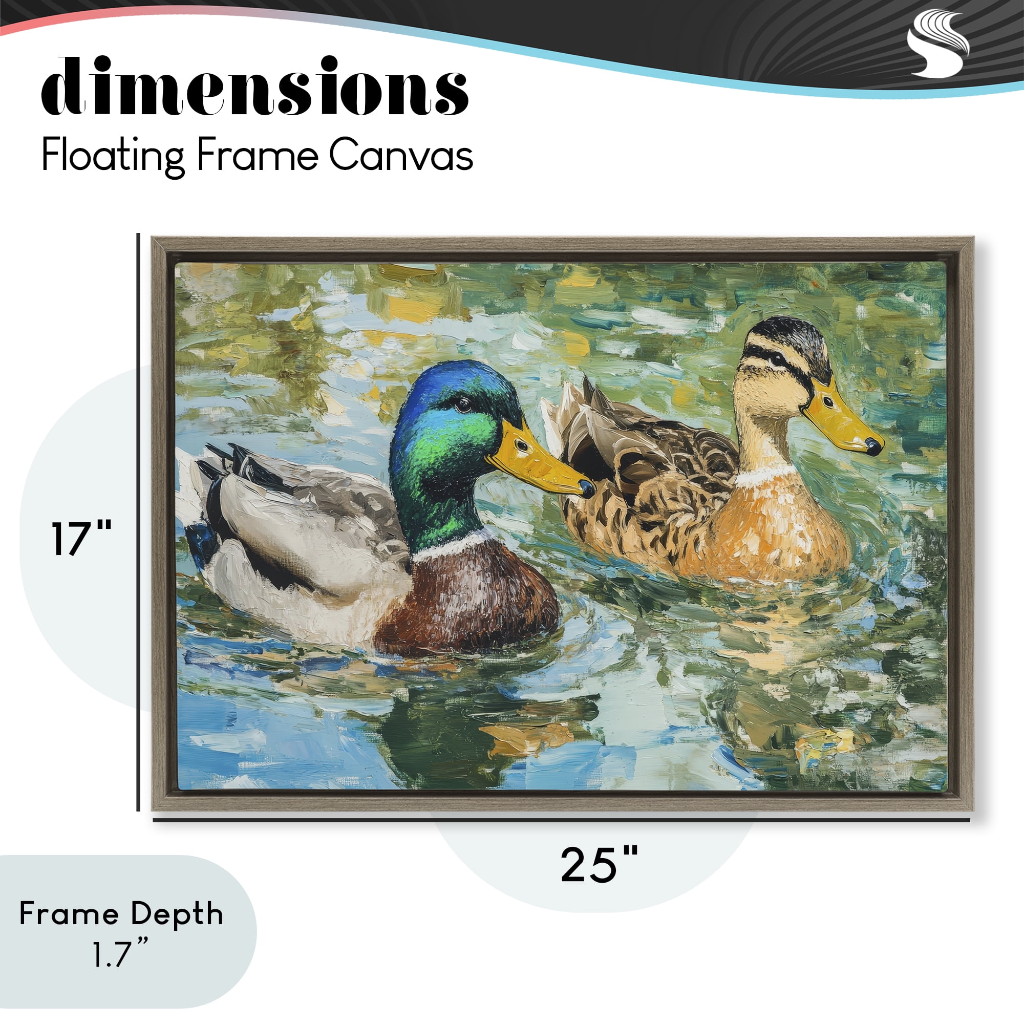 Stupell Industries Ducks Out For A Swim Brown Framed Floater Canvas Wall Art, design by Petal Prints Design