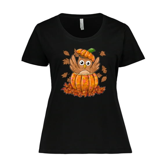 Inktastic Owl in a Pumpkin Cute for Halloween and Thanksgiving Women's Plus Size T-Shirt