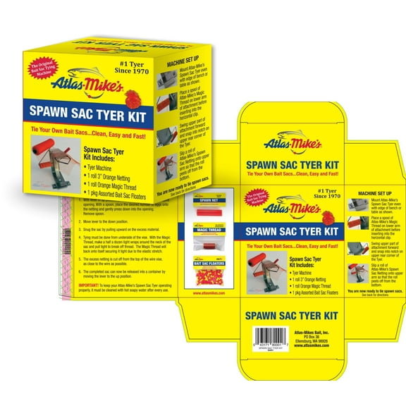 Atlas Mike's Spawn Sac Tyer Kit with Tyer Machine, 3" Netting, Magic Thread, and Bait Sac Floaters