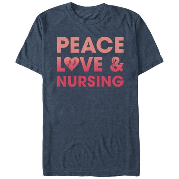 Men's CHIN UP Peace Love and Nursing Graphic Tee Navy Blue Heather Medium