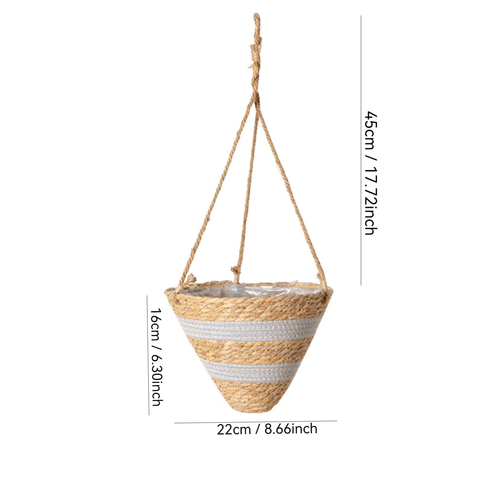 Woven Straw Hanging Flower Basket, Handmade Rattan Planter for Orchids and Plants, Rustic Wall Decor for Patio, Balcony, or Living Room