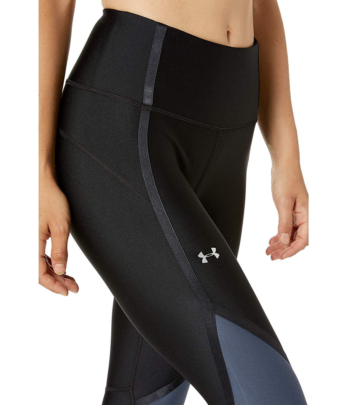 UNDER ARMOUR Compression Hi-Rise Black/Abstract Ankle Leggings Pockets Womens  L