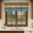 thumbnail image 6 of 2 Pack Teal Turquoise Wooden Valances for Windows Bedroom Living Room Window Treatments, Rustic Retro Farmhouse Western Country Rod Pocket Valance Drapes Short Kitchen Curtains Over Sink 60"x18", 6 of 8