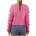 thumbnail image 4 of Tao Tao Kids Crop Tops Girls Long Sleeve Tee Shirts Cute Daisy Pinted Fashion Sweatshirt Pullover Top Hot Pink 140, 4 of 5
