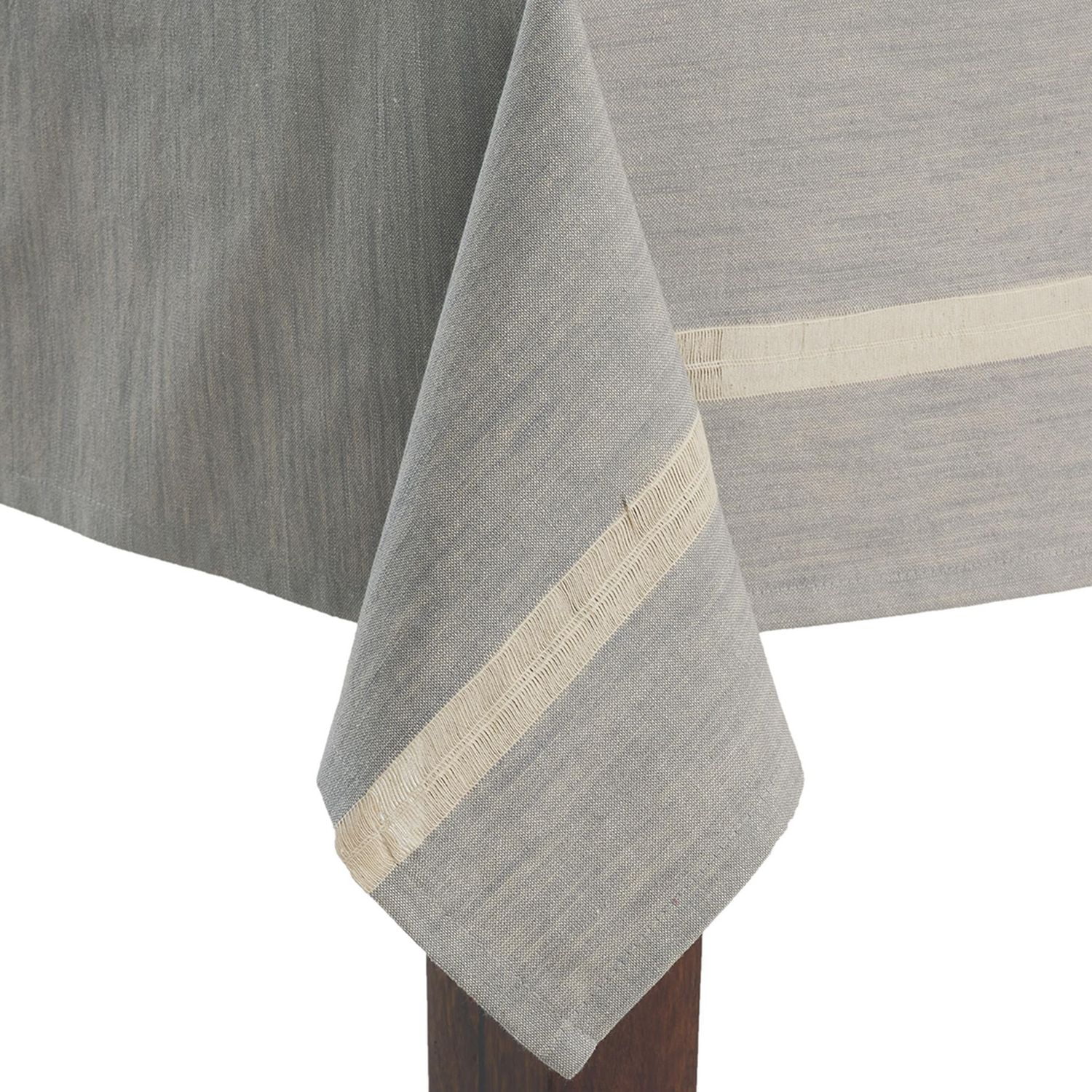 Better Homes & Gardens Grey Fringe Cotton Tablecloth 70" Round - 100% Cotton