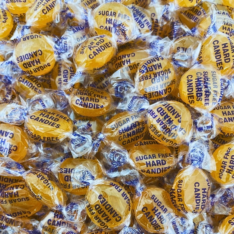 Sugar Free Butterscotch Candy Assortment - 3 lbs - Sugar Free Butter Scotch  Bon Bons Yellow Colored Hard Candies - American Vintage Candy Disks Snack