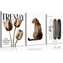 Hieng Trendy Leopard Print Canvas Wall Art Picture Stylish Female Aesthetic Poster Cheetah Printed Preppy Fashion Skateboard Wall Decor for Bedroom Apartment Dorm Living Room Unframed