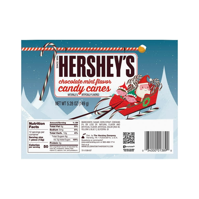 Hershey's Chocolate Mint Candy Cane, Peppermint, Christmas Holiday