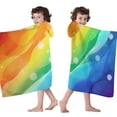 thumbnail image 4 of Rainbow Tie Dye Wave Pattern Hooded Bath Towel，60"x35" for Ages 3 To 12 Kids, Quick Dry Lightweight Soft Microfiber Hood Beach Towel Cover Up for Kids, 4 of 7