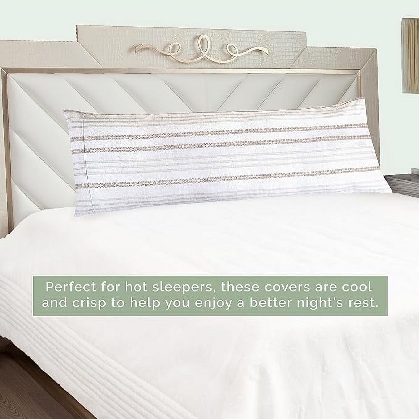 Elegant Comfort Striped Print Body Pillowcase, 1500 Series Hotel Quality Microfiber, Soft and Smooth with Hidden Zipper Closure, Body Pillowcase, Traci Linen