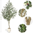 thumbnail image 3 of 7ft de altura faux olive tree - realistic artificial olive tree con natural wood trunk y lifelike fruits, uv resistant, potted para home, oficina, y sala de estar indoor decor, 3 of 7