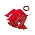 thumbnail image 1 of MesaSe Toddler Baby Girls Spring Princess Flare Pants Set O-Neck Ruffles Tops + Bell Bottom Pants Headband, 1 of 6