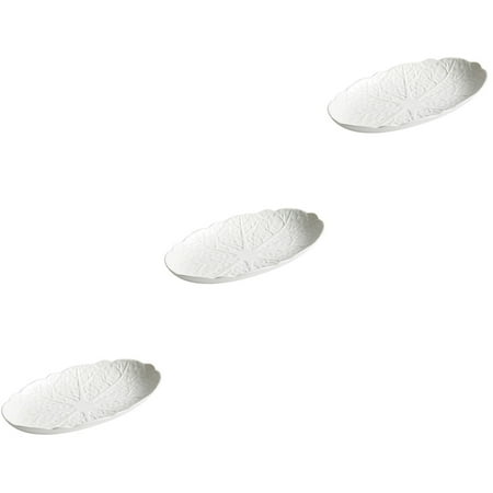 

3 Count Ceramic Fish Plate Mini Loaf Pans with Lids Veggie Tray Steamer Pot Steamed Light Luxury White Ceramics