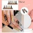 thumbnail image 2 of Fofosbeauty 24pcs Press on False Nails Tips, Coffin Fake Nails, Black Gold, 2 of 8