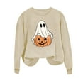 thumbnail image 5 of Makaor Sweatshirts for Women Halloween Crew Neck Tops Fleece Long Sleeve Pullover Graphic Casual Fall Clothes Beige M, 5 of 5