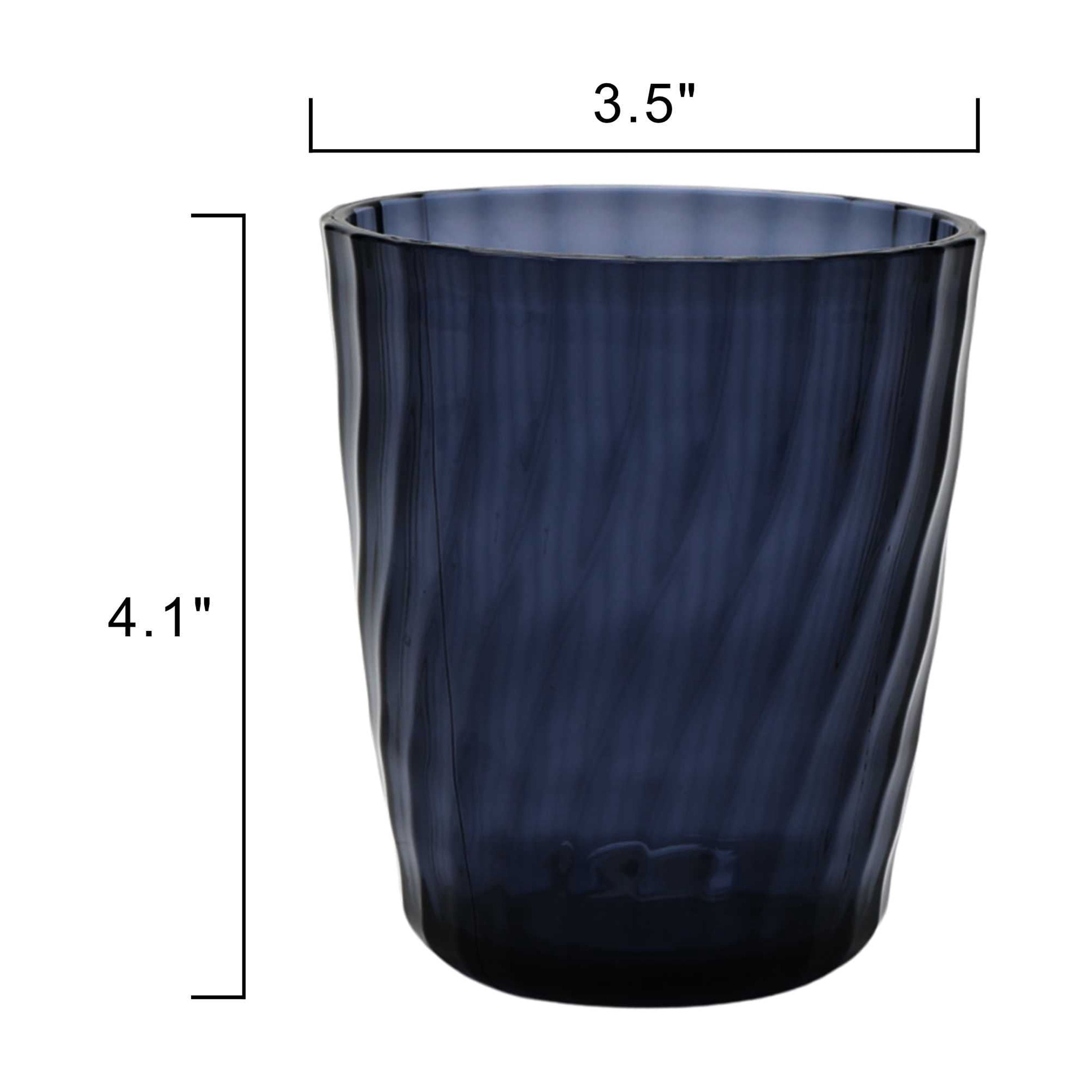 (6 pack) Mainstays 14 oz Acrylic Short Tumbler, Embossed Swirl Texture, Blue