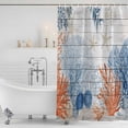thumbnail image 6 of Small Stall Shower Curtain 36x72 Inch Narrow Half Size Orange Navy Blue Coral Bath Curtains Bathroom Decor, Summer Beach Coastal Ocean Wooden Waterproof Fabric Shower Curtain Set with Hooks 36 Inch, 6 of 7