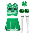 thumbnail image 3 of vastwit Womens Cheerleading Sleveeless Crop Tops with Mini Pleated Skirt Accessories Green XL, 3 of 5