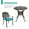 thumbnail image 2 of VIVIJASON 3 pcs Cast Aluminum Outdoor Patio Bistro Set with Round Table, Antique Bronze/Ocean Blue, 2 of 7