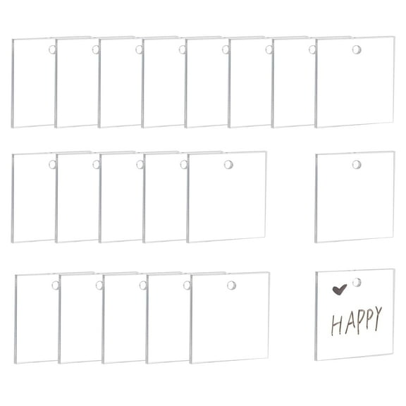 25 Pcs Clear Acrylic Sheets 2x2" Acrylic Boards Square Transparent Sheets Pressure Plate Keychain Blanks with 4.5mm Hole for Picture Display Projects DIY Craft Clear