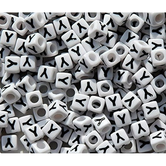 Jolly Store Crafts Letter "Y" 7mm Cube Shape Alphabet Beads