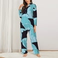 thumbnail image 2 of 2 Piece Womens Pajama Sets - cool stingray Mint green Soft Sleepwear Comfy Pajamas Ladies Pj Lounge Sets with Pockets, Long Sleeve Button Shirt and Pajama Pants Pjs Sets for Women, 2 of 6