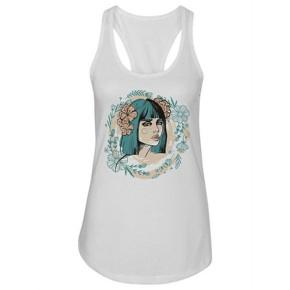 Beautiful Sketch Girl And Flower Tank Women -Image by Shutterstock, Female Small