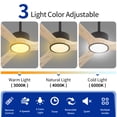 thumbnail image 2 of Wozzio 52 inch Ceiling Fan with Light and Remote,DC Motor,3CCT Dimmable LED Light,3 Solid Wood Blades,Indoor & Outdoor, 2 of 6
