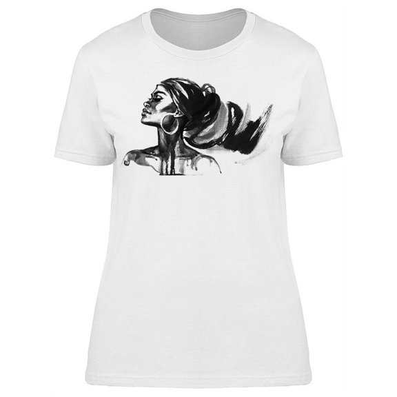 Smiling Black Woman Watercolor T-Shirt Women -Image by Shutterstock, Female 3X-Large