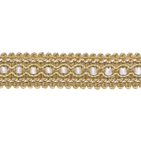 1" (2.5cm) Wide Imperial Collection Decorative Gimp Braid Trim # 0125IG, Ivory Beige Gold #2523 (Yellow Gold, White Ivory, Light Beige) 5 Yards (15 ft/4.5m)