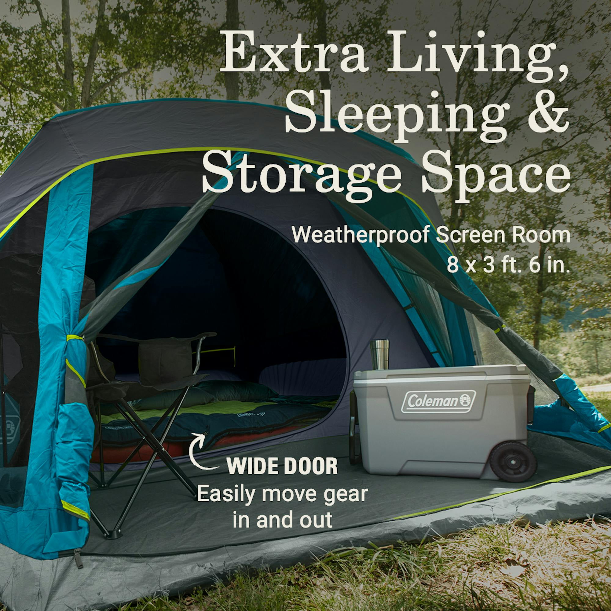 Coleman Skydome 4P Camping Tent with Screen Room & Dark Room