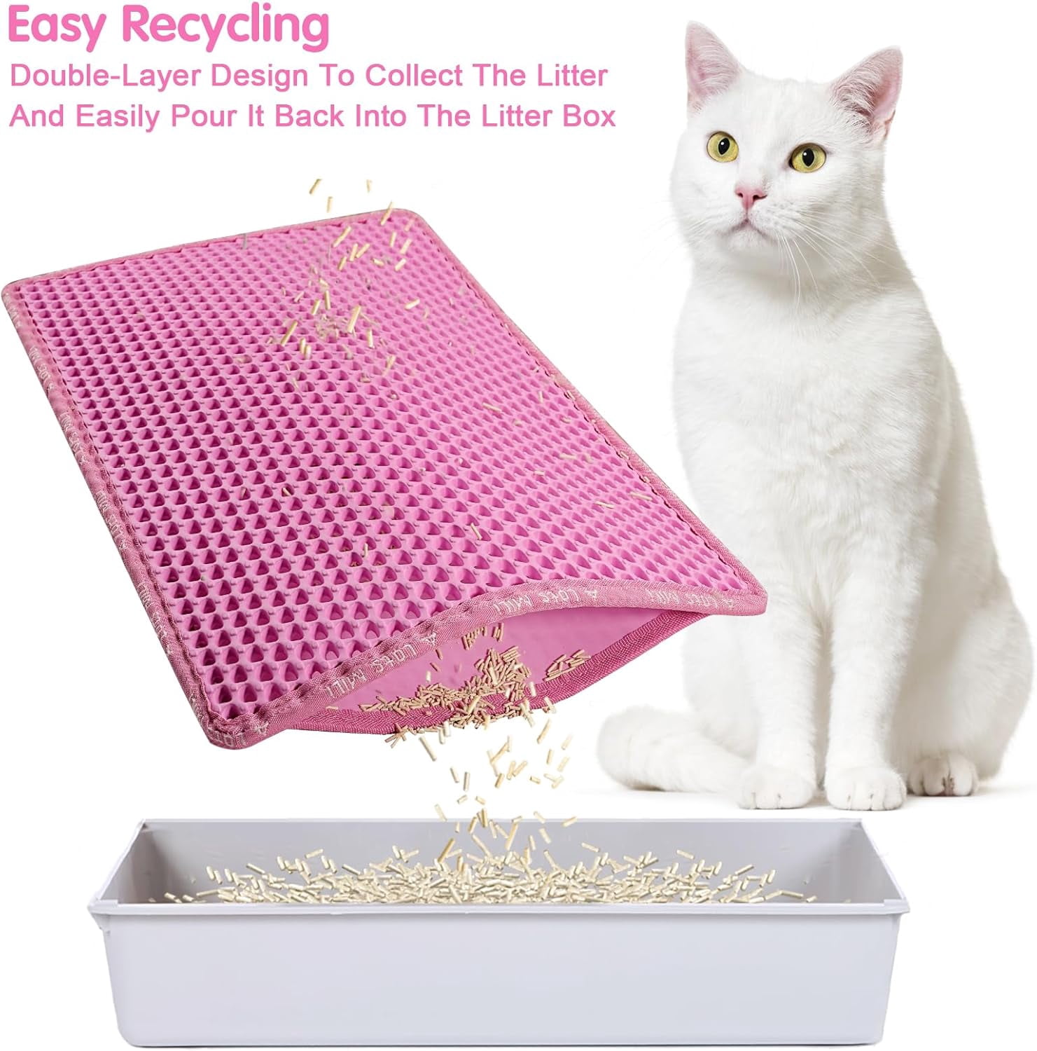 Double Layer Cat Litter Mat, Honeycomb Design, Urine Waterproof, Easy Clean