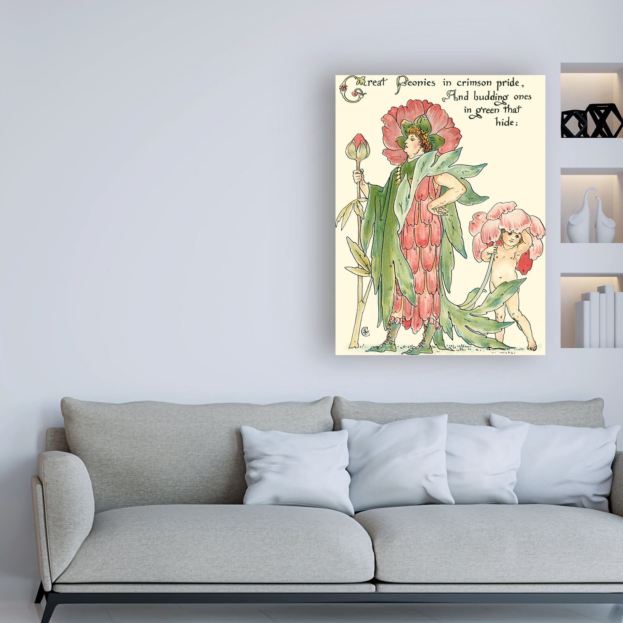 Trademark Fine Art 'Shakespeares Garden V (Peony)' Canvas Art by Walter Crane