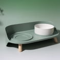 thumbnail image 2 of Happy & Polly Bone China Elevated Double Bowl Set, Green, 2 of 7