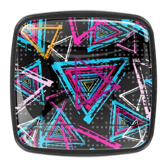 4 Pcs Square Cabinet Handle Cupboard Knob Drawer Pulls Handle Colored Graffiti Drawer Knobs with Screws Furniture Decoration