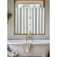 thumbnail image 6 of Sage Green Grey Stripe Tier Curtains 45 Inches Long, Modern Farmhouse Vertical Striped Window Treatment Curtain Drapes, Window Half Privacy Curtains for Bedroom Bathroom, 42"x45", 2 Panels, 6 of 7