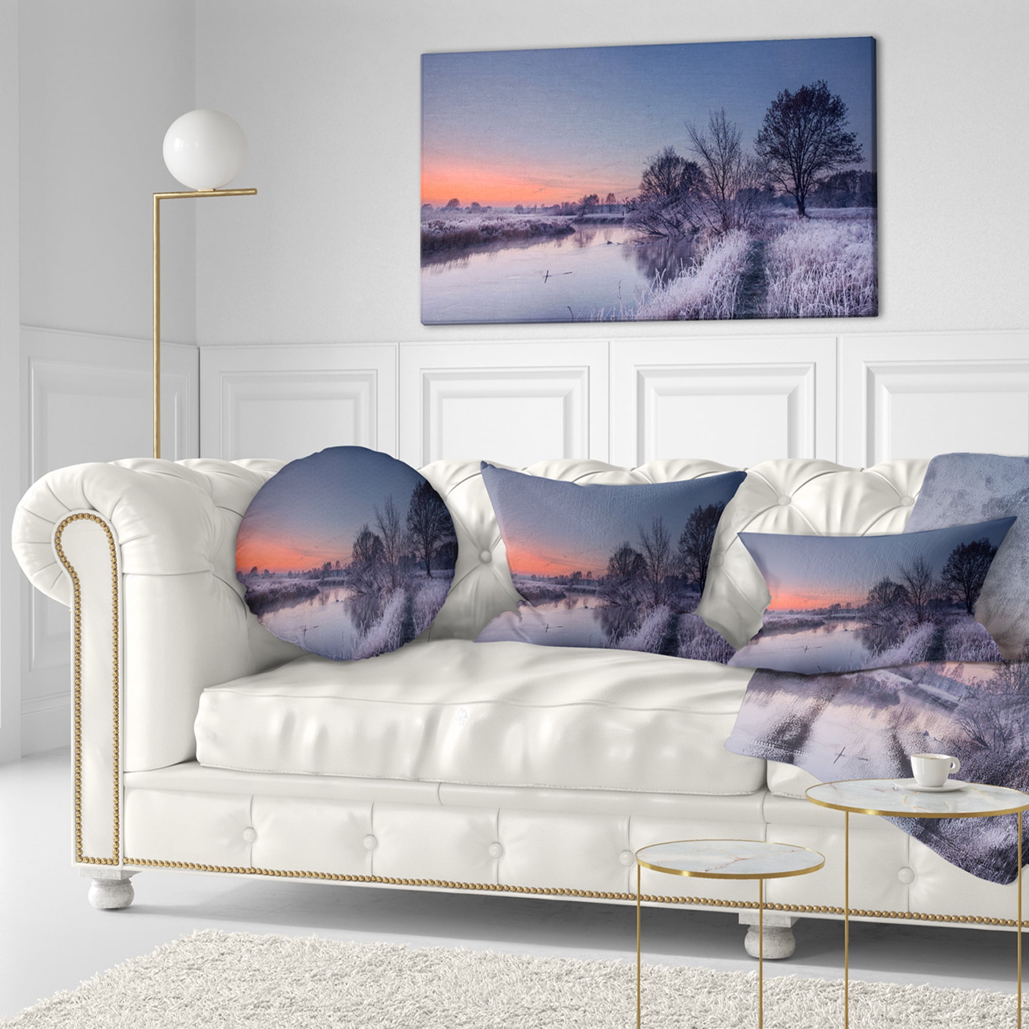 Designart 12" x 20" White Polyester Throw Pillow